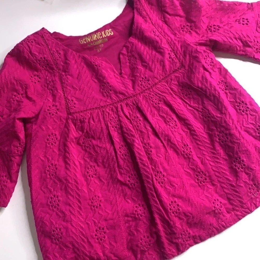 Oshkosh Embroidered Tunic Boho magenta pink top 5T girls shirt